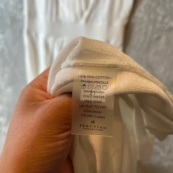 Peruvian Connection Adriatico Dress Size XS‎ White Pima Cotton - Image 5