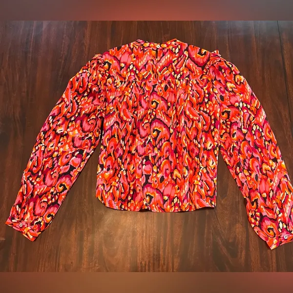 Pinch Printed Pintuck Top - Image 4
