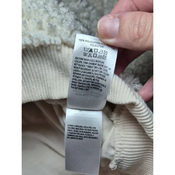 Lucky Brand Ivory Sherpa Half-Zip Pullover Soft Fuzzy Cozy - Image 7