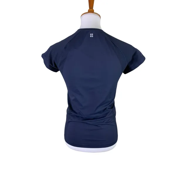 Sweaty Betty Navy Blue Athletic Performance Tee Mesh Workout Top M SB5546 - Image 3