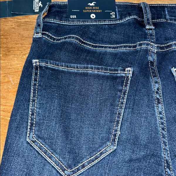 Hollister Dark Blue High Rise Super SkinnyJeans Distressed Size 00R 23W - Image 7