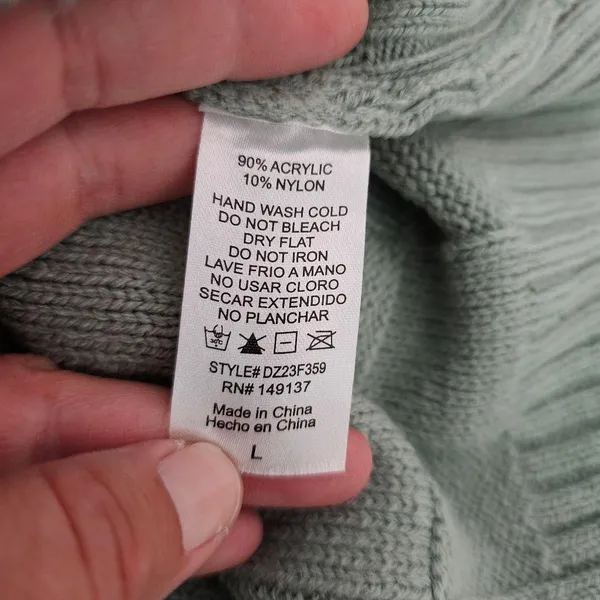 Double Zero Sage Basketweave Cropped Oversized Crewneck Sweater Size Large - Image 7