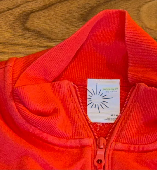 Aerie Offline Throw-Back Corset Cropped Quarter Zip Sweatshirt Women's Size M - Image 2