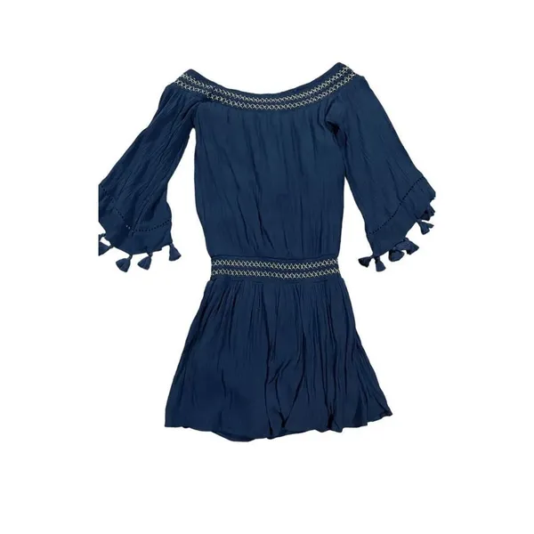 Lilly Pulitzer Joelle Off Shoulder True Navy‎ Blue Mini Dress size XXS - Image 6