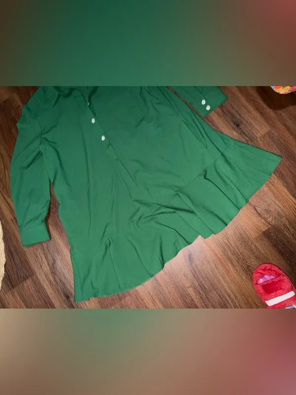 Tuckernuck green Crepe Callahan Shirt Dress long sleeve ruffle spring party $200 - Image 6