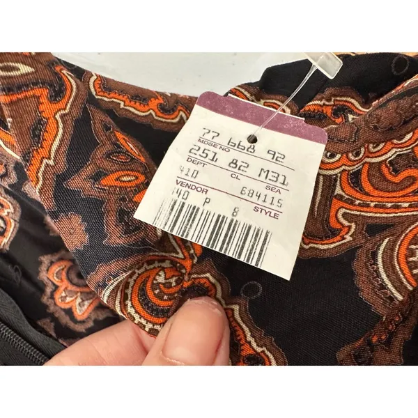 Vintage Clio Maxi Skirt 12 Black Orange Paisley Beaded Fringe Boho Y2K 90s Artsy - Image 8