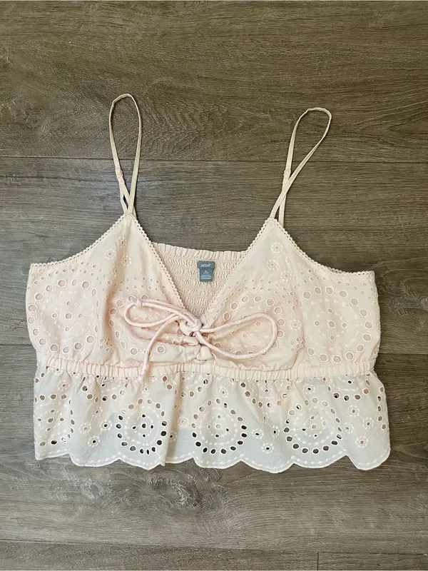 Aerie Eyelet Ruffle Tank Top Size XL Soft Pink Coquette Girl Cottage Feminine - Image 7