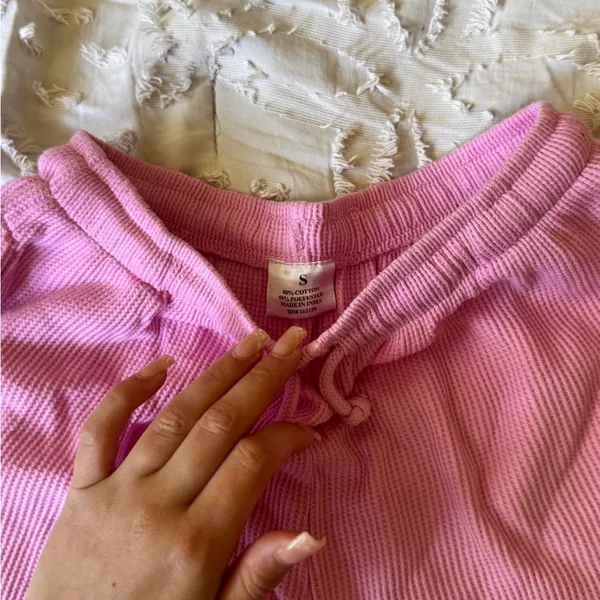 Women's Pink Waffle Knit Lounge Shorts - Image 2