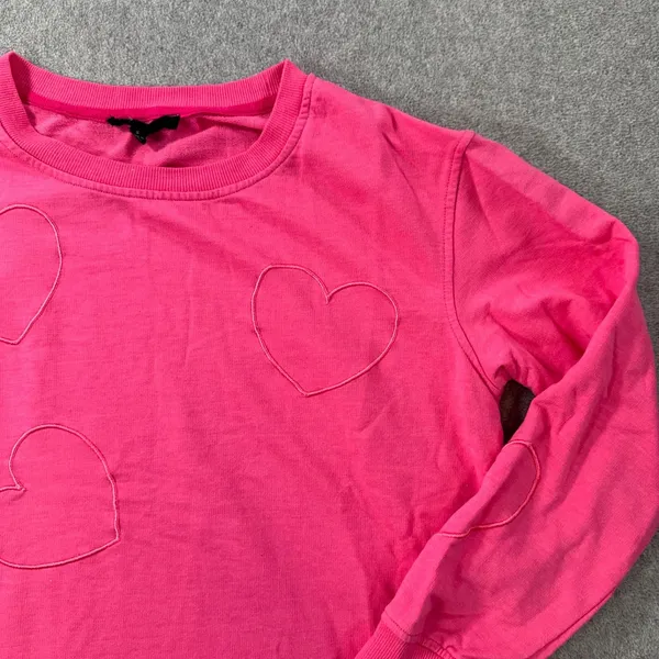 Jane & Delancey Embroidered Heart Crewneck Sweatshirt Pullover Womens Small Pink - Image 4
