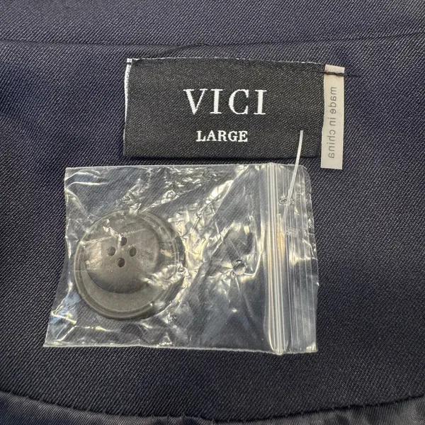 Vici Navy Blue Single Button Relaxed Blazer Size L Longline Old Money Minimalist - Image 6