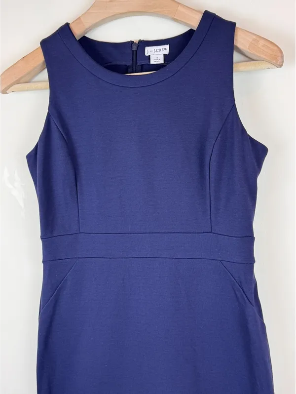 J. by J.Crew Ponte Work Dress Navy Blue Sleeveless Sheath Career Size 4 - Image 6