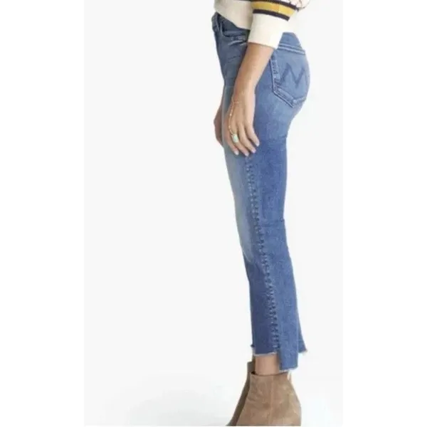 MOTHER Size 26 The Insider Crop Step Fray Jeans Hey Sun Wash Raw Hem High Rise - Image 2