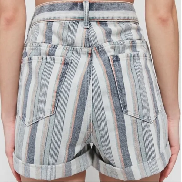 BDG High-Waisted Mom Short - Striped Denim Size 27 - Image 3