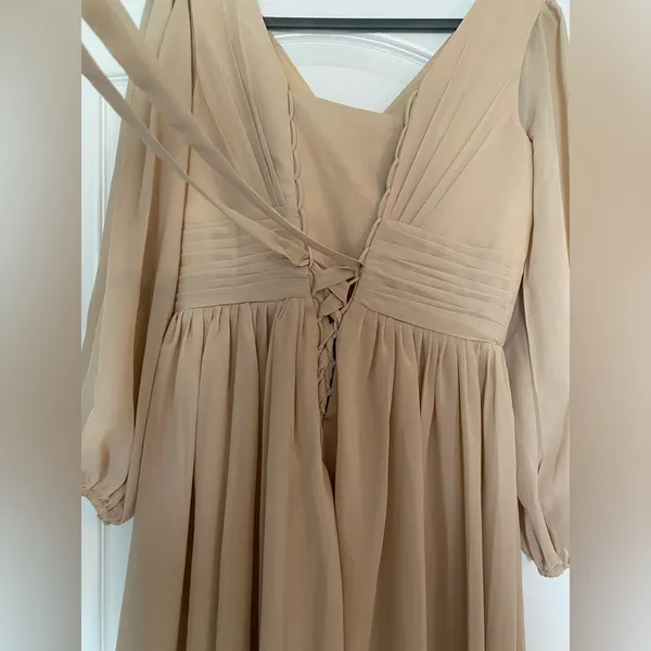 Long sleeve tan maxi formal dress Size M - Image 5