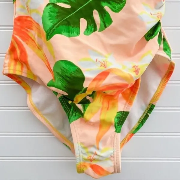 Swimsuit‎ Size 6 Green Palm Tree Print Surplice V Neck One Piece Tropical Beach - Image 3