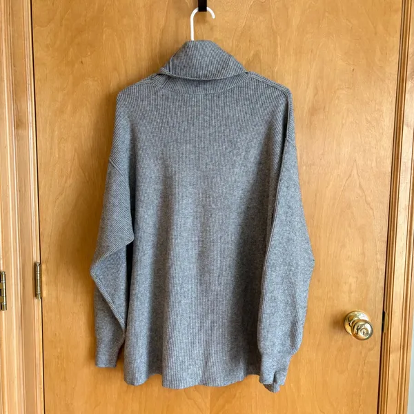 Free People Afterglow Sweater Women S Gray Ribbed Oversized Mock Neck Turtleneck - Image 7