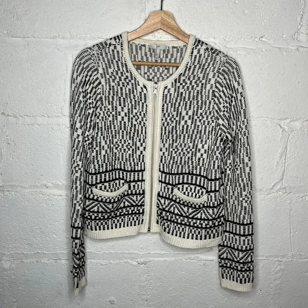Joie Women's Linen Cotton Blend Knit Jacolyn‎ Zip Up Sweater Blazer Size Small - Image 2