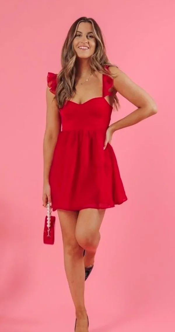 Boutique Red Dress Red Mini Dress - Image 3