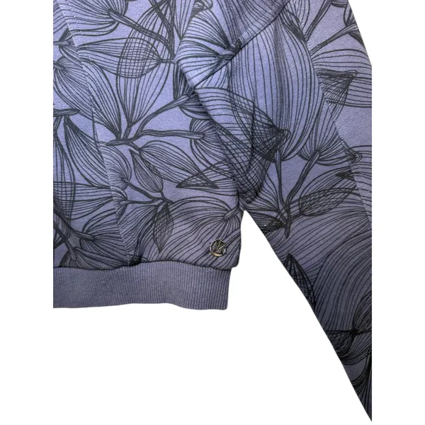Buff Bunny Collection Cropped Zip Up Hoodie Charcoal Leaf Print Athleisure‎ M - Image 8