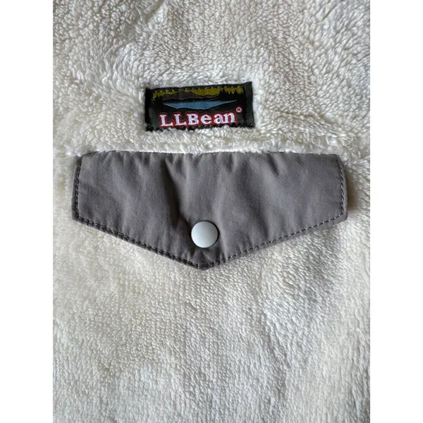 L.L.Bean Hi-Pile Fleece Pullover cream and gray size large - Image 4