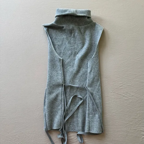 Zara High-Neck Tie-Waist Sleeveless Soft Knit Top - Image 3