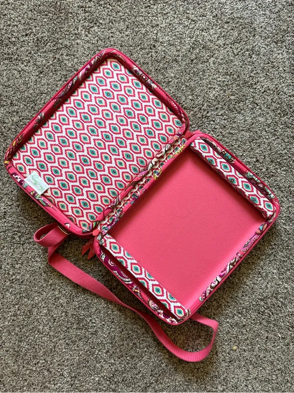 Vera Bradley Quilted Floral Crossbody tablet iPad hard case Bag coral - Image 2