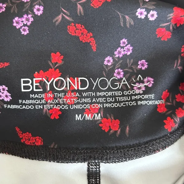 Beyond Yoga Women Leggings M Black Floral High Rise Stretch Yoga Athleisure‎ - Image 5