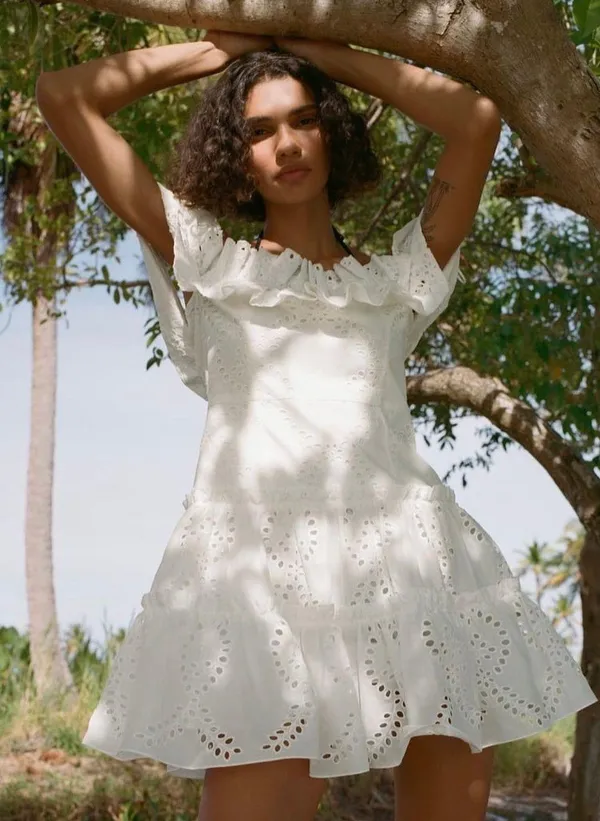 ZARA dress mini crochet boho openwork embroidered white vacation summer - Image 10
