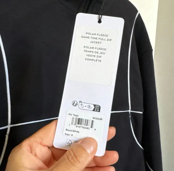 Alo Yoga Polar Fleece Game Time Full Zip Jacket Black Athletic small - Image 4