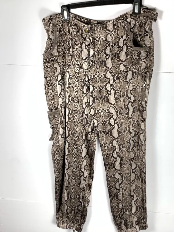 Marrakech Silky Jogger Pants 31 Snakeskin Print Lightweight Relaxed - Image 5