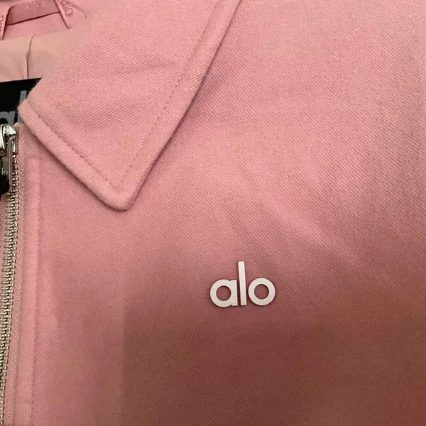 Alo Yoga Cropped Fan Favorite Full Zip Jacket Vintage Pink M - Image 4