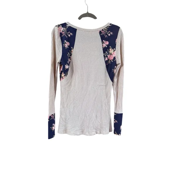 Women's P.S. Kate Long Sleeve Tee M Beige Navy Floral - Image 2