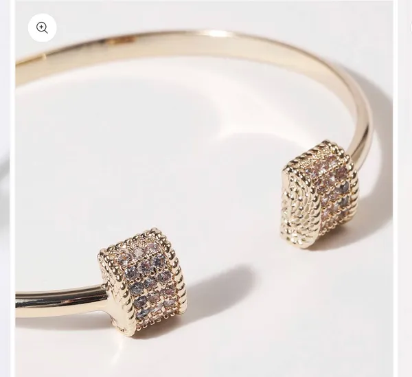 Bar Edge Gold Plated Cuff Bangle Bracelet - Image 3