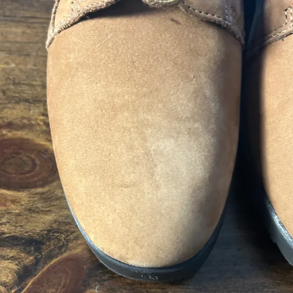 Dr. Scholls Donna Oxford Shoes 7W Tan Lace Up Nubuck Comfort Preppy Academia - Image 4