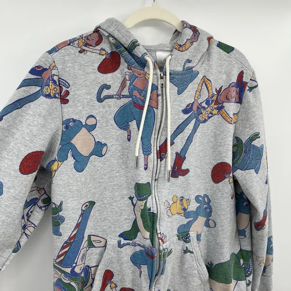 Disney Toy Story Hoodie Sweatshirt Full Zip Women M Giddy Up Woody Buzz Pattern - Image 5