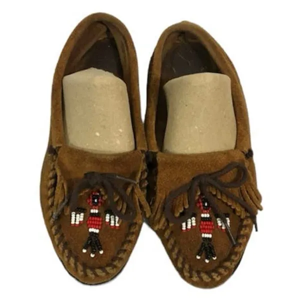 Minnetonka Moccasins Thunderbird Boat Moc Brown beaded size 8.5 - Image 3