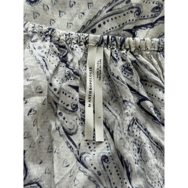 Anthropologie Suspender SKIRT ONLY Large Blue White‎ floral paisley Resort Beach - Image 4