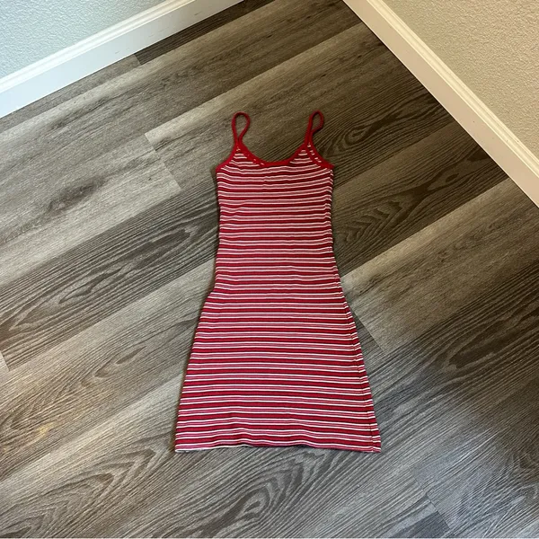 Brandy Melville Red and White Striped Top - Image 4
