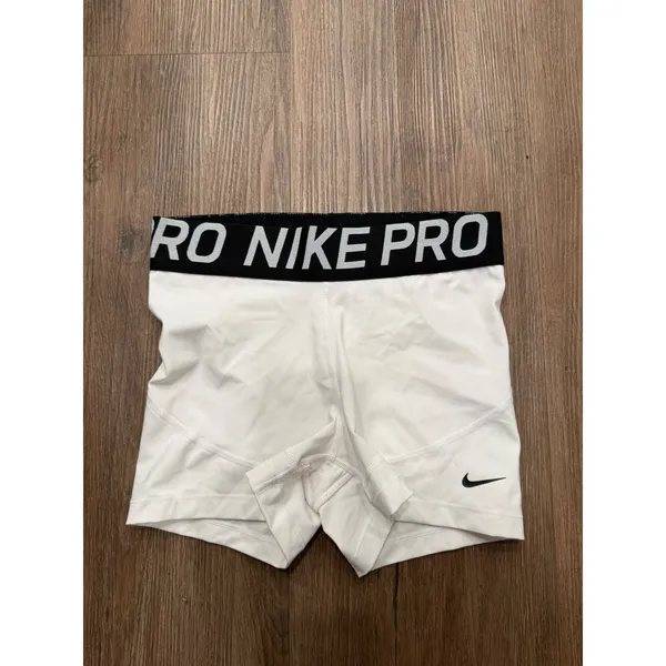 Nike Pro Dri-FIT 3 Inch Compression Shorts White Black CZ9857-100 Womens Medium - Image 2