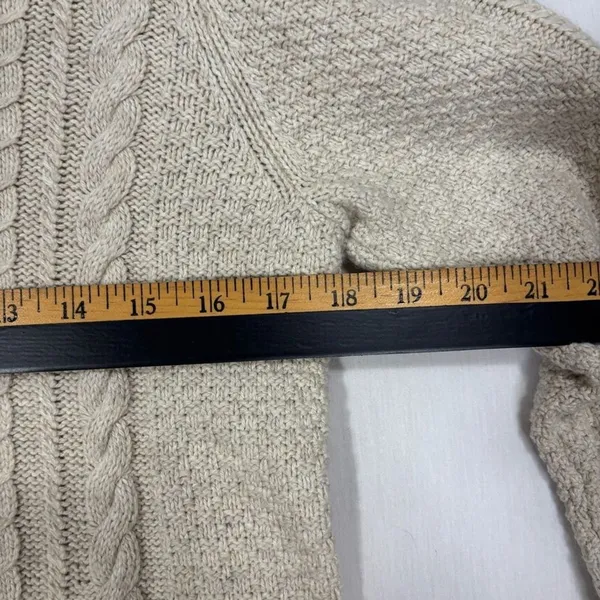 J. Jill‎ Sweater Tunic Cream Cable Knit Herringbone Wool Blend Fisherman Cabin S - Image 8
