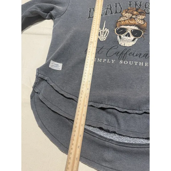 Simply Southern Sweatshirt Womens Dead Inside Caffeinated Coffee Skull Med D24 - Image 6