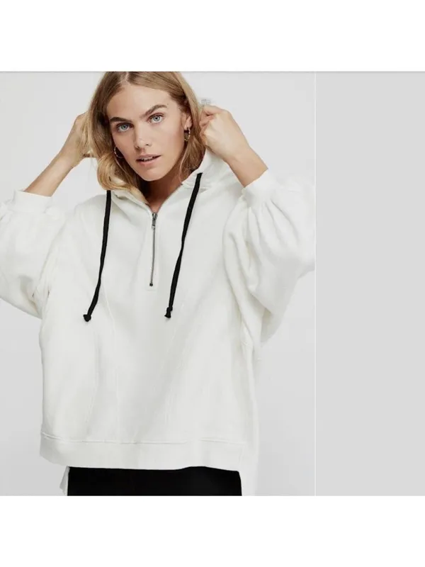 Free People High Road Pullover Sweatshirt Dolman Sleeve Ivory Size Small - Image 5