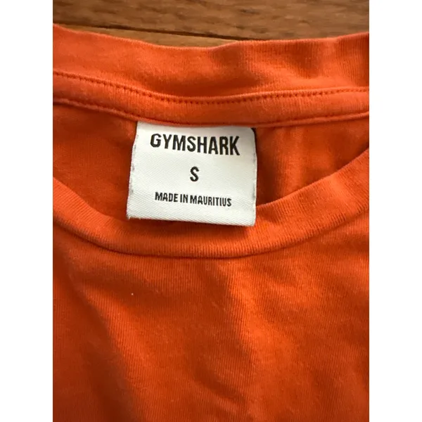 Gymshark Womens Small Orange Graphic Logo Short Sleeve Boxy‎ Crop Top T-Shirt - Image 2