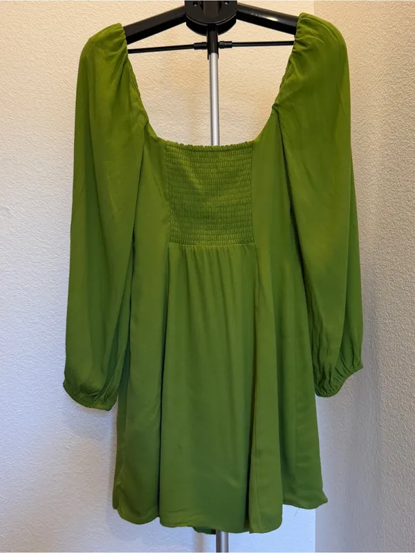 Aritzia Wilfred Novella Dress in Succulent Green Size 8 Puff Long Sleeve - Image 6