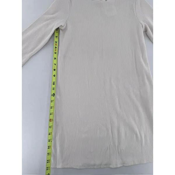 H&M Maternity Mama Long Sleeve Shirt Ribbed Basic Crewneck Minimalist Ivory - Image 5