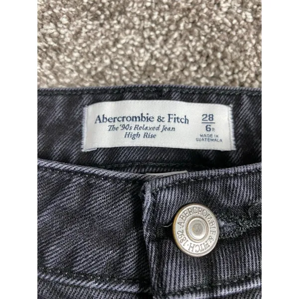 Abercrombie & Fitch The ‘90s Relaxed High Rise Jeans Black Wash Women’s Size 28 - Image 4