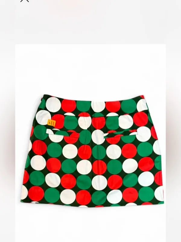 Loudmouth Golf Skirt Red, White, and Green Polka Dot Mini Skirt Sz 2 NWOT - Image 6