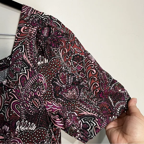 Maeve by Anthropologie Lisabetta Purple‎ Paisley Square Neck Petal Sleeves Dress - Image 5