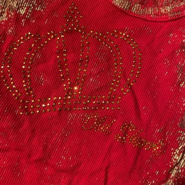 Dolls Kill Y2k old skool embellished gold tank - Image 3