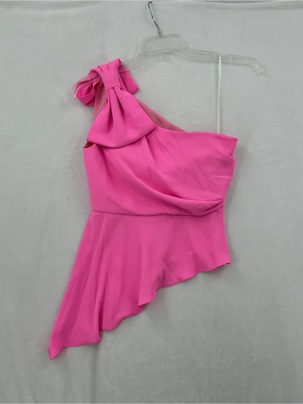 Amanda Uprichard Hot Pink One-Shoulder Top with Bow Detail 1018 - Image 2